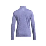 Remera deportiva Under Armour Tech color verde claro jaspeado, de manga larga y cuello con cremallera corta. Logo de la marca estampado en el pecho.