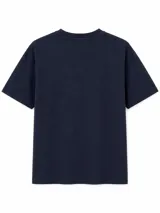 Remera básica de manga corta y cuello redondo, de corte recto y color gris melange.