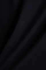 Remera de algodón negro con cuello redondo y mangas cortas.