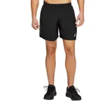 Short deportivo Asics negro de tejido ligero con logo reflectivo en la pierna derecha y cintura elástica con cordón ajustable.