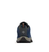 Championes de trekking Columbia modelo Crestwood Waterproof, color azul oscuro con detalles en naranja. Presentan una construcción impermeable con tecnología Omni-Tech, entresuela TechLite para amortiguación y suela Omni-Grip para tracción en diversos terrenos.