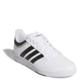 Championes Adidas Hoops 4.0, blancos con detalles en negro y gris. Zapatillas de estilo urbano con las tres tiras características de Adidas en los laterales.