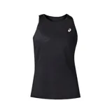 Musculosa deportiva Asics de mujer, color negro, con logo estampado en el pecho. Ideal para running y entrenamiento.