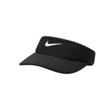 Visera Nike AeroBill unisex color negro con logo blanco bordado en el frente.