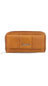 Billetera larga Lincoln's con diseño de textura croco, solapa con broche a presión y compartimento con cierre. Incluye múltiples tarjeteros, visor y monedero interno.