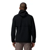 Campera cortaviento Columbia Trailborne Jacket Omni-Shield de color negro, con capucha integrada, cierre frontal y bolsillos laterales con cremallera. Cuenta con tecnología Omni-Shield que repele la humedad y resiste las manchas.