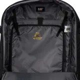 Mochila negra unisex marca CAT, modelo Explorer Cabin Backpack. Cuenta con correas ajustables para los hombros con malla transpirable, asas laterales de tela, asa de tela, bolsillo frontal con cremallera, correa ajustable para el pecho, compartimento principal trasero con bolsillo acolchado para un ordenador portátil y correas de compresión en los laterales. Fabricada con poliéster ripstop 450D.