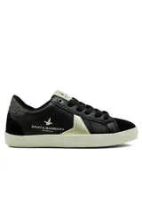 Championes deportivos Santa Barbara Vibe de color negro con detalles en blanco, cordones negros y suela de goma blanca.
