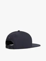 Gorra de béisbol Tommy Hilfiger de lona de algodón azul marino, diseño de seis paneles con visera plana y bordado frontal con el logo y una bandera náutica.