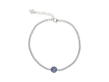 Pulsera de plata 925 con circonias y cristal color zafiro central.