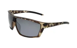 Lentes de sol Floats con montura rectangular de carey y lentes grises polarizadas.