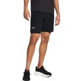 Short de running Under Armour Launch 2 en 1, color negro, con cintura elástica ajustable con cordón y logo de la marca en la pierna izquierda.
