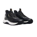 Championes Under Armour unisex, color negro con detalles en dorado y blanco.