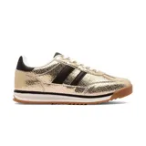 Championes deportivos American Sport Resh Shine, color dorado craquelado con detalles en negro y blanco. Presentan tres franjas negras en los laterales, cordones blancos y suela de goma marrón.