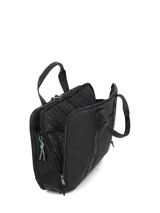 Maletín porta notebook Hush Puppies modelo Helston de color negro, con asas de mano fijas con el logo de la marca estampado y cierre principal con doble deslizador. Cuenta con un bolsillo frontal con broche a presión y el logo de la marca en el lateral.