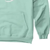 Canguro verde agua con capucha y bolsillo tipo canguro. Logo de la marca éS estampado en blanco en el pecho.