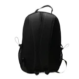 Mochila urbana marca Push, color negro, con compartimento principal con cierre, bolsillo frontal vertical con cierre y bolsillos laterales de red con cordón ajustable.