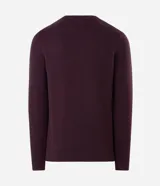Suéter de punto para hombre, con textura acanalada horizontal, cuello redondo, mangas largas y puños ajustados.