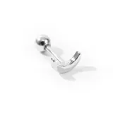 Caravana plateada con forma de media luna.