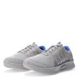 Championes deportivos Push modelo Kore, color gris con detalles en azul en el interior y estructura lateral semitransparente. Presentan cierre con cordones, puntera reforzada y suela de goma con relieve.