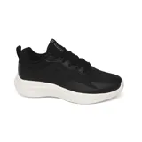 Championes de running 361º, color negro con suela blanca. Presentan un diseño aerodinámico con malla transpirable y refuerzos sintéticos, ideales para entrenamiento deportivo.