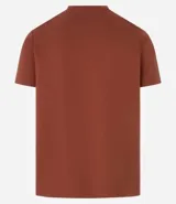 Remera de hombre color beige claro, de corte slim, con cuello redondo y mangas cortas. Tejido acanalado sin estampa.