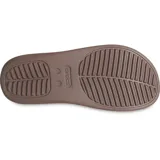 Sandalias plataforma tipo ojotas Crocs Getaway Groove Platform Flip, color marrón, con tiras anchas texturizadas y suela gruesa.