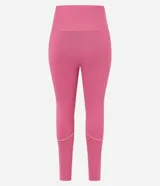 Calza deportiva larga color rosa con cintura alta, bolsillos laterales y franjas blancas en los laterales.