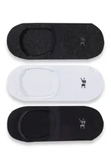 Pack de tres pares de medias invisibles lisas de algodón en color azul.