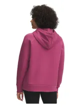Buzo con capucha Under Armour, confeccionado en tejido de mezcla de algodón con interior cepillado. Presenta diseño de mangas raglán, bolsillo tipo canguro frontal, puños y bajo acanalados, y logo de la marca con acabado brillante en el frente.