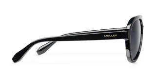Lentes de sol estilo aviador con montura robusta de color negro y doble puente. Presentan lentes polarizadas oscuras con protección UV400.