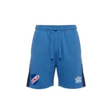 Short deportivo Umbro del Club Nacional de Football, color azul melange, con cordón ajustable en la cintura, bolsillos laterales, el escudo del club bordado en la pierna derecha y el logo de la marca en la izquierda.