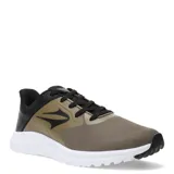 Championes Topper Rack color verde oliva con detalles en negro, capellada de mesh y apliques sintéticos, suela blanca con tecnología T-Cushion para mayor amortiguación.