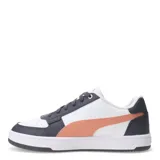 Championes Puma Caven 2.0 de cuero sintético blanco con detalles en gris y celeste.