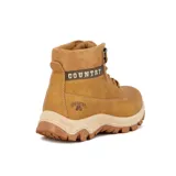 Bota acordonada color camel, de caña baja, con suela track y detalle de logo en el lateral.