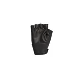 Guantes deportivos de entrenamiento sin dedos Adidas, color negro, con cierre de velcro en la muñeca y palma con textura antideslizante.