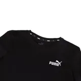 Remera de algodón negra con cuello redondo, mangas cortas y logo de la marca bordado en blanco en el pecho.