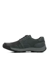 Zapatos de cuero Hush Puppies modelo Duran Navy, de color gris oscuro, con cordones y suela de goma.