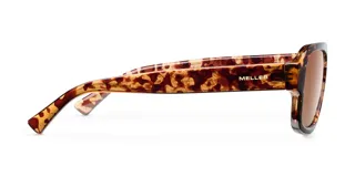 Lentes de sol de aviador oversize con montura carey y lentes marrones polarizadas.