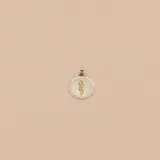 Dije redondo en plata con el símbolo de la medicina en oro 18k.