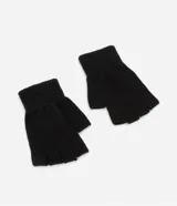Par de guantes cortos de punto color negro, sin dedos.