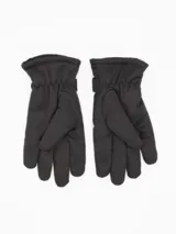 Guantes de protección para motociclista, confeccionados en poliéster resistente. Presentan un diseño en color azul marino y negro, con ajuste de velcro en la muñeca, detalles reflectantes y palma con textura antideslizante para mayor agarre.