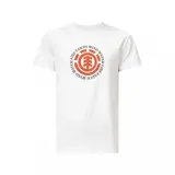 Remera blanca de manga corta con estampado circular en el pecho con el logo de Element y las palabras 'Fire, Earth, Wind, Water'.
