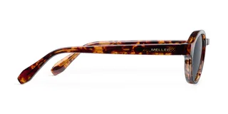 Lentes de sol con montura redonda de diseño retro, con armazón estampado en carey y cristales polarizados en color negro.