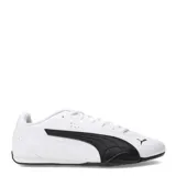 Championes urbanos Puma modelo Catch, color negro con detalles en blanco. Presentan un diseño de perfil bajo con el logo de la marca en el lateral y en la puntera, confeccionados en material sintético resistente con cierre de cordones.