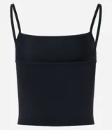 Top cropped de tirantes finos, escote cuadrado y corte ajustado, color rojo oscuro.