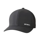Gorra Rip Curl modelo Vaporcool Phaser Flexfit, color negro, con diseño estructurado y logo de la marca bordado en blanco en el lateral.