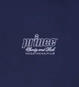 Buzo corto azul marino de algodón con cuello en V y logo de Prince bordado en blanco.