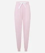Pantalón de pijama rosa con cintura elástica y lazo decorativo.