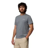 Remera gris melange Columbia modelo Parsons Point Ss, de manga corta y cuello redondo, con pequeño logo impreso en el pecho.